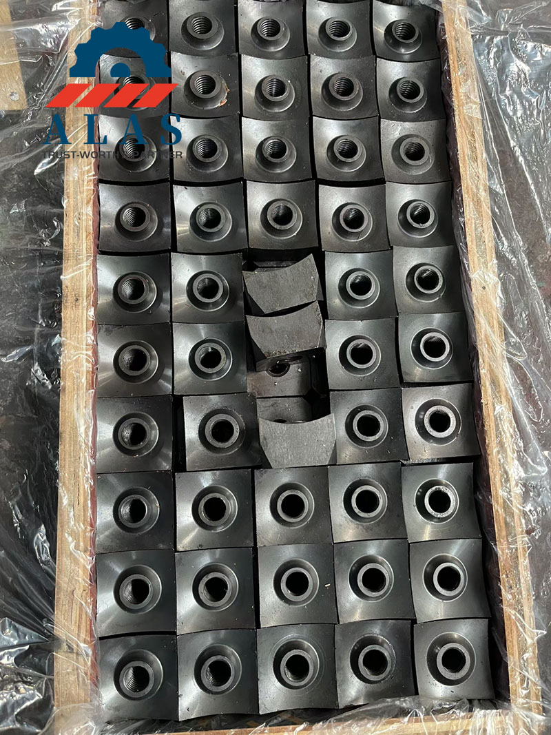 Insertos de corte para trituradora de un solo eje cuadrados de primera calidad empaquetados en una caja de madera de ALAS.