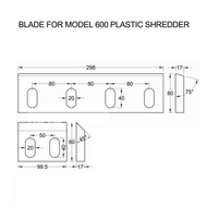 Dibujo técnico y dimensiones de palas trituradoras de plástico para maquinaria de reciclaje.